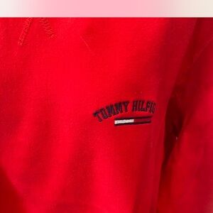 Tommy Hilfiger Men's Vibrant Red Crewneck Sweater Vintage 90s
